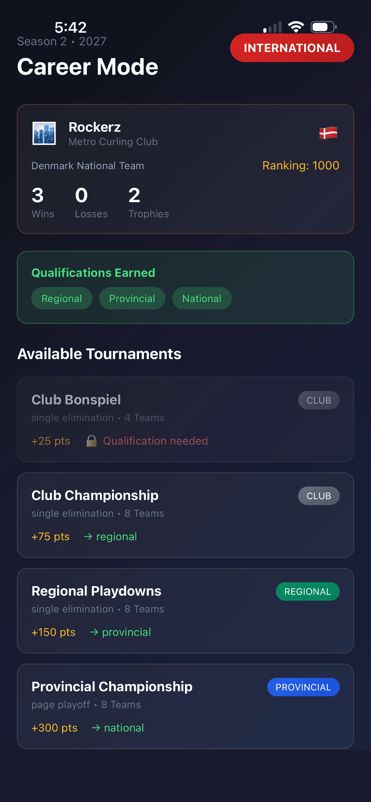 Curling Pro+ - Career Mode